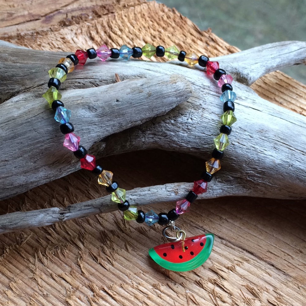 Handmade rainbow bead bracelet